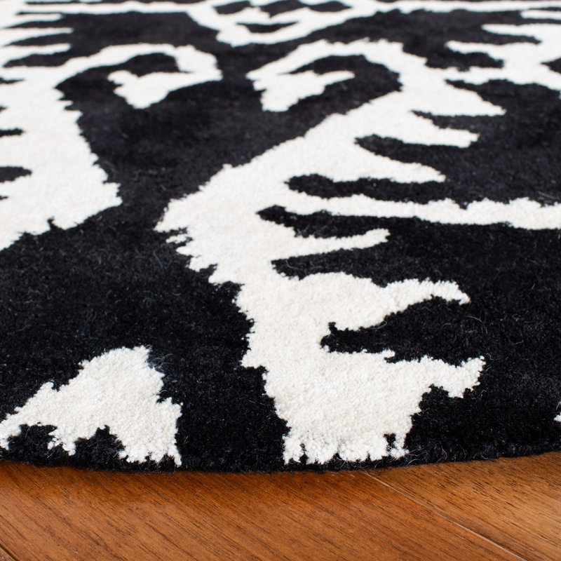 Kouerga bHand Tufted Wool Geometric Rug, Round 5'