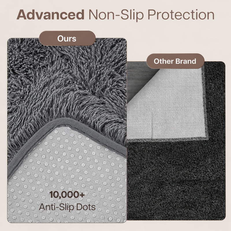 Solid Colour Machine Tufted Shag Area Rug, Rectangle 120cm Width X 170cm Length
