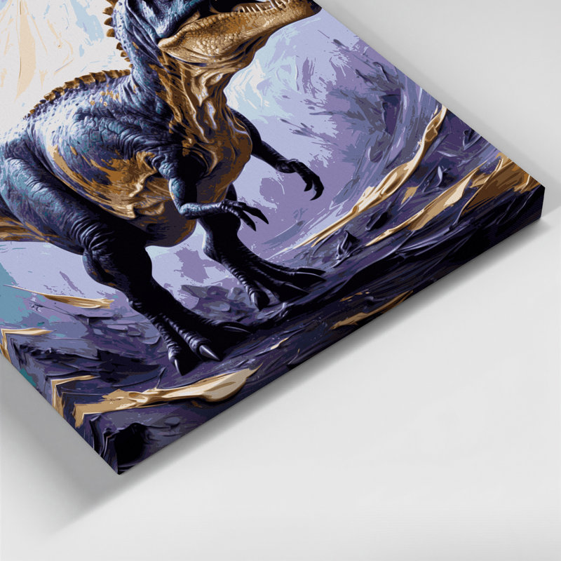 «Dinosaur Torosaurus», art mural sur toile mauve, H 16 po x l 16 po