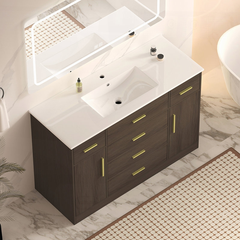 Meuble-lavabo de 48 po avec rangement abondant, portes et tiroirs à fermeture en douceur pour un design élégant et fonctionnel