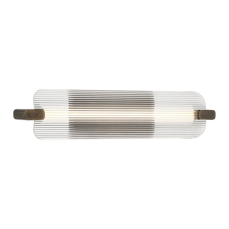 Meuble-lavabo néon, 25 po, laiton patiné, verre transparent, Clair