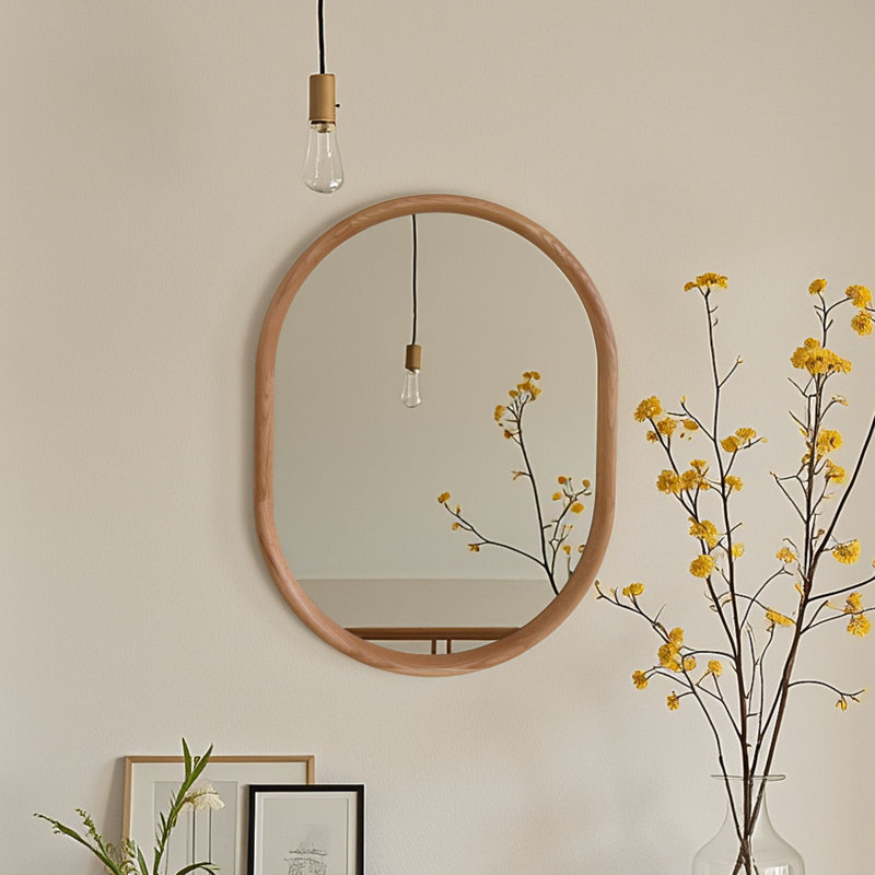 Solid Wood Oval Mirror