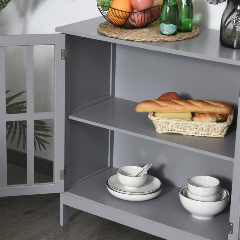Buffet Kleankin, armoire de rangement avec 2 portes, crédence pour cuisine multifonction, console, salon, gris