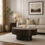 Table basse ovale avec motifs en relief faits à la main, base, design moderne fabriqué à la main pour les salons contemporains