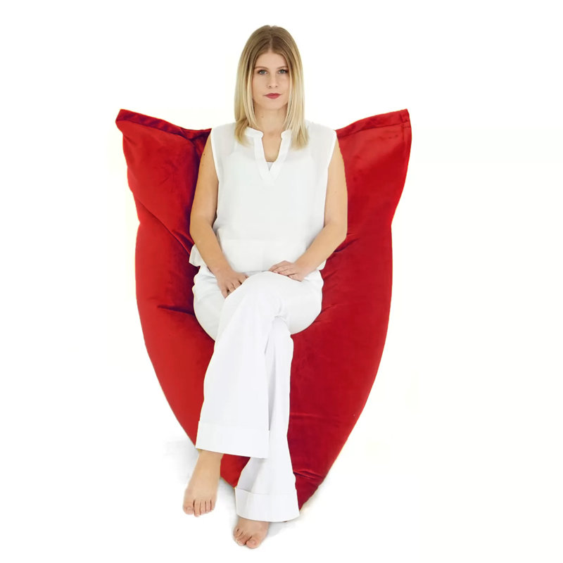 Large Ecogami Velvet Bean Bag Cover - 51" X 35.25" - Red, Red Polyester