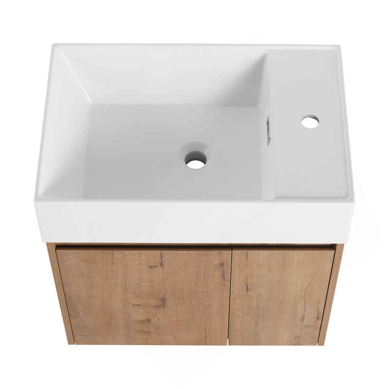Armoire de salle de bain 24 po avec lavabo, portes à fermeture douce, fixation flottante, pour petite salle de bain
