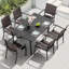 Ensemble repas d'extérieur 7 pièces en métal avec trou pour parasol 1,77 po, noir