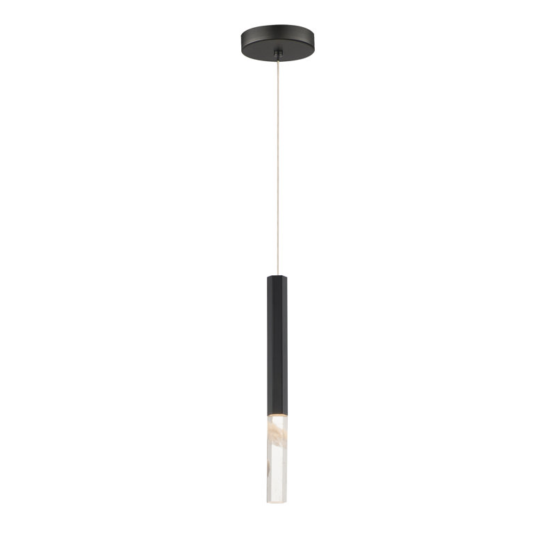 Luminaire suspendu 1 lumière diaphane, Or, H 19,75 po x l 1,5 po x P 1,5 po