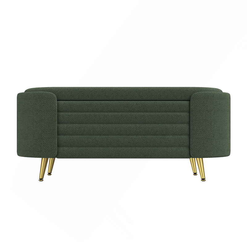 Banc de rangement rembourré Modern End, Green, Green