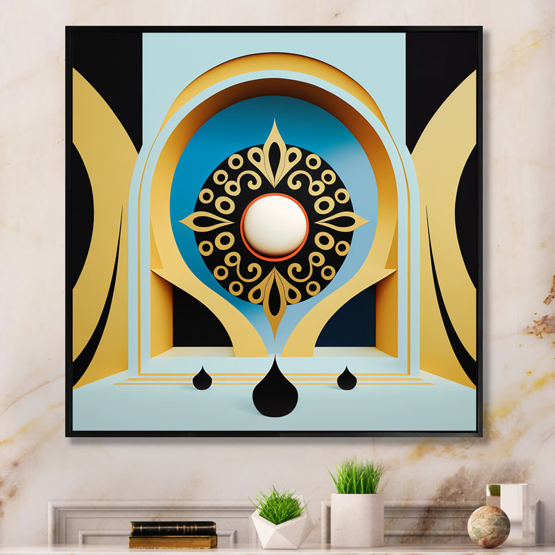 Lune blanche et larmes noires - reproduction sur toile, H 16 po x l 16 po x P 1 po, Toile avec cadre flottant noir