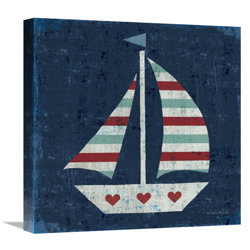 « nautique love voilier », impression sur toile, H 12 po x l 12 po x P 1,5 po, Toile tendue, Aucun mat