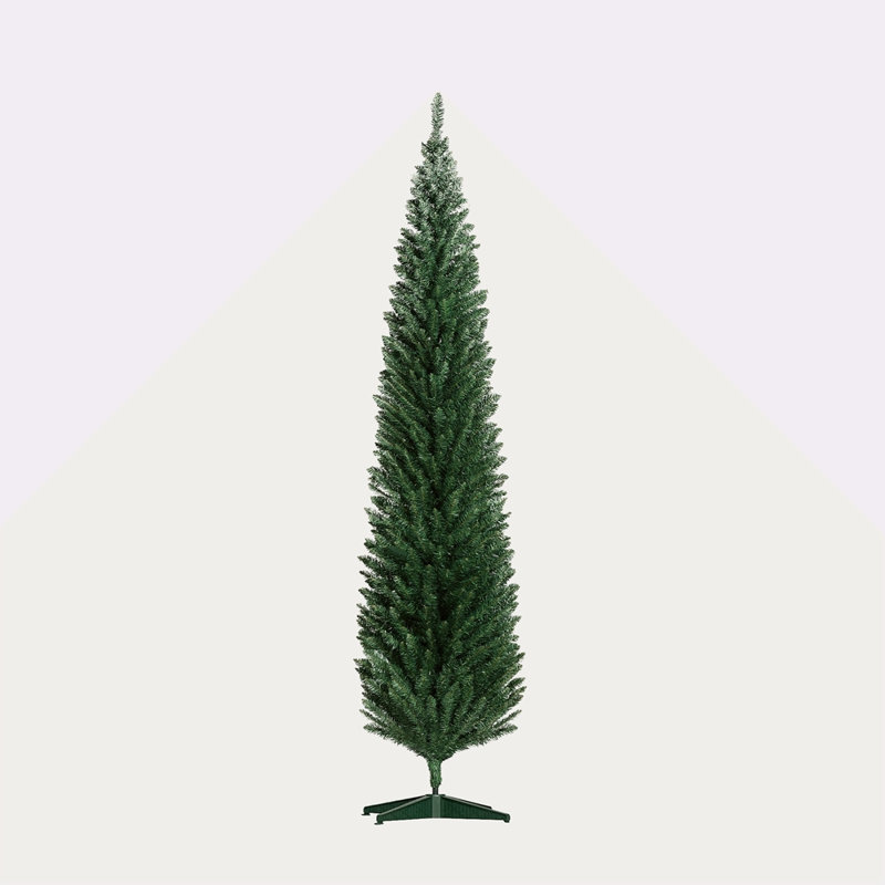 Arbre de Noël artificiel 8 pi, arbre de Noël mince avec 618 pointes de branches réalistes et support en plastique, Vert
