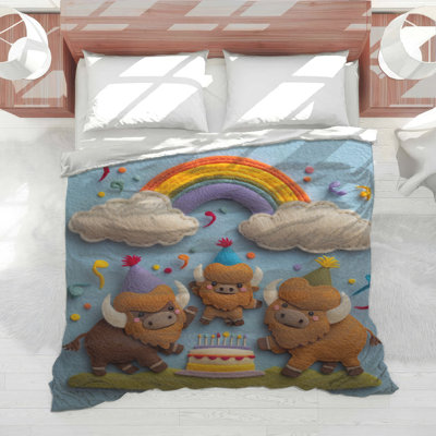 Felt Buffalo Birthday Party Comforter