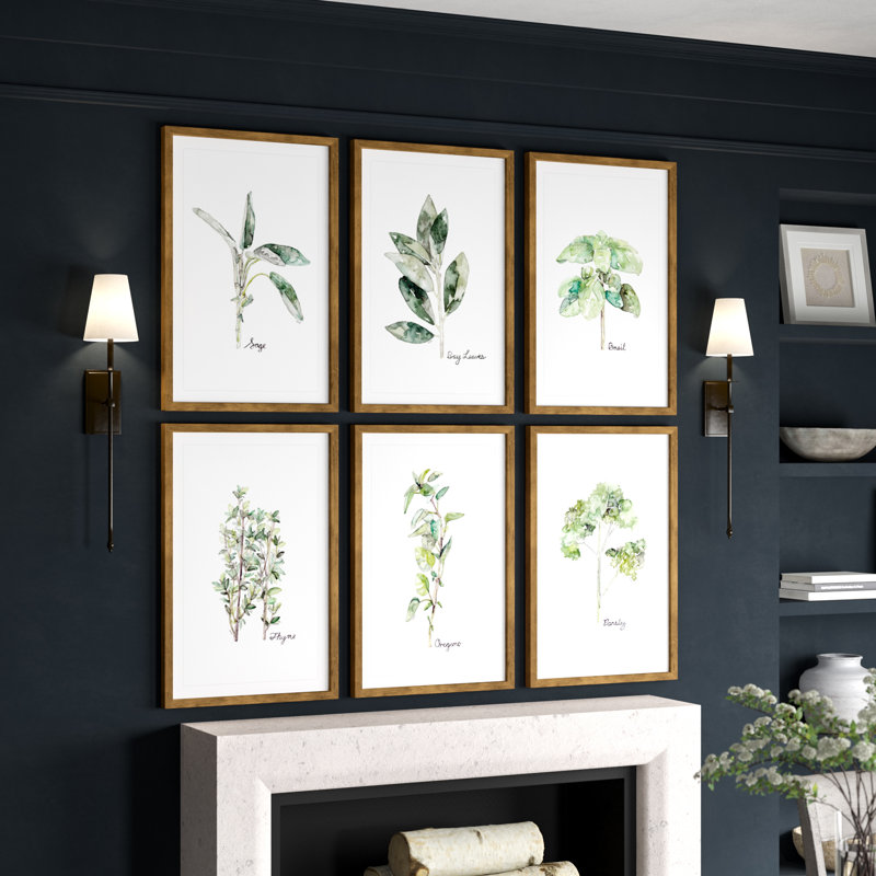 «Herb Family Hexaptych» par Rachel Byler - Ensemble de 6 reproductions encadrées sur papier, H 18 po x l 12 po