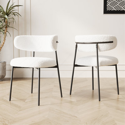 Ensemble de 2 chaises de salle à manger blanches et médiévales modernes, chaises en velours avec pieds en métal, cuisine, facile à assembler