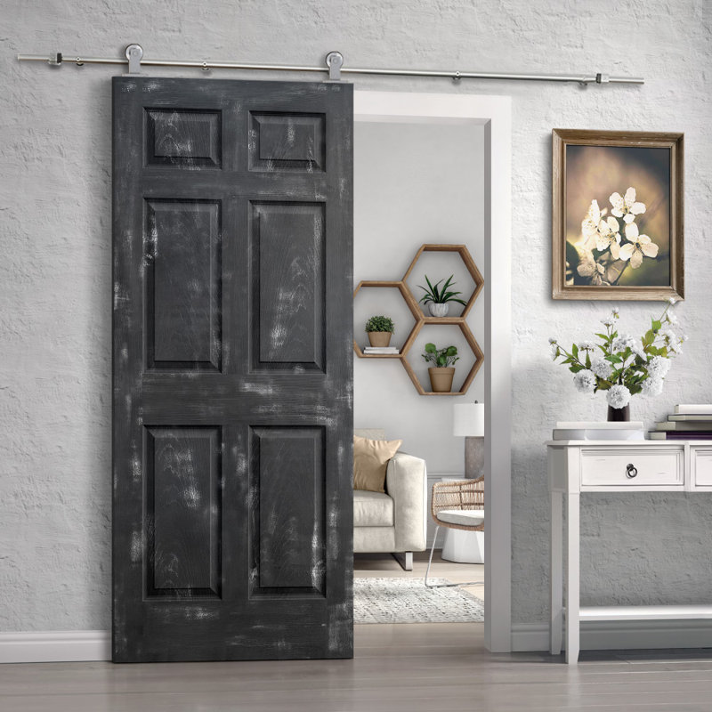 Porte standard lambrissée en bois manufacturé, 30 po x 80 po, Noir rétro