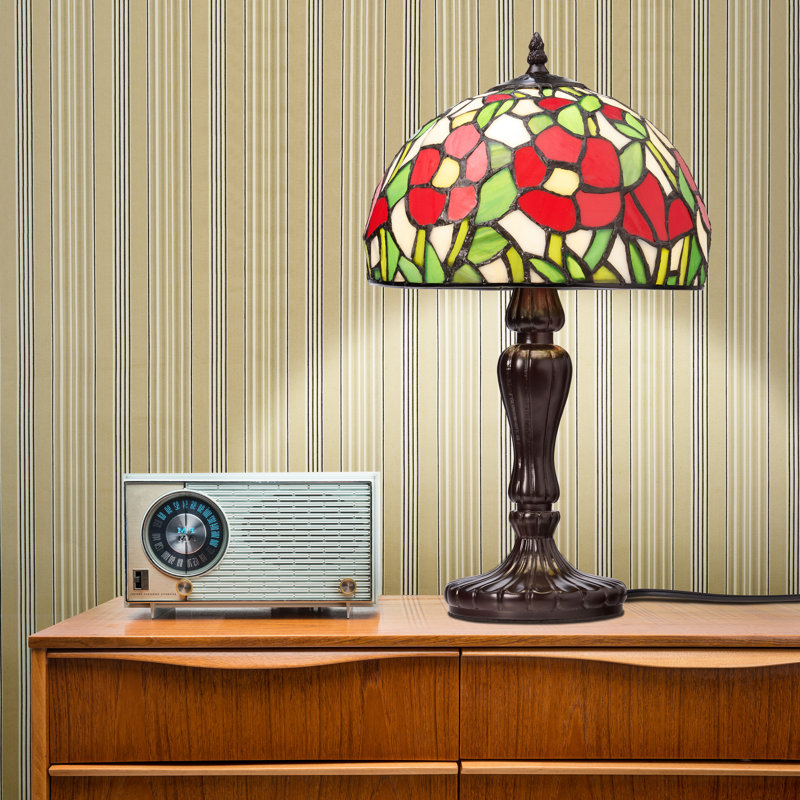 Lampe de table en verre coloré 17 po H