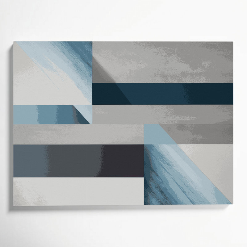 Minimalisme 44, art mural bleu sur toile, H 24 po x l 36 po