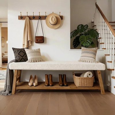 Polyester Blend Upholstered Storage Bench