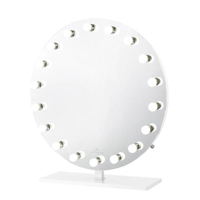 Miroir de maquillage Monarch Pro Light, miroir de table rond lumineux avec base rectangulaire robuste
