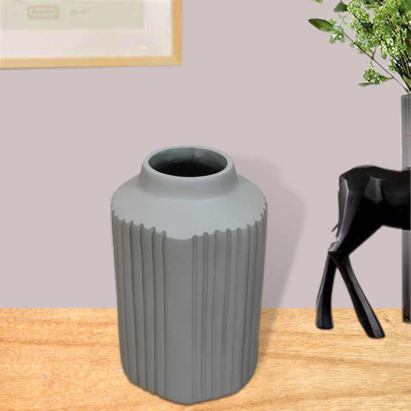 Durk Handmade Metal Table Vase, Ivory, 8" H x 5" W x 5" D