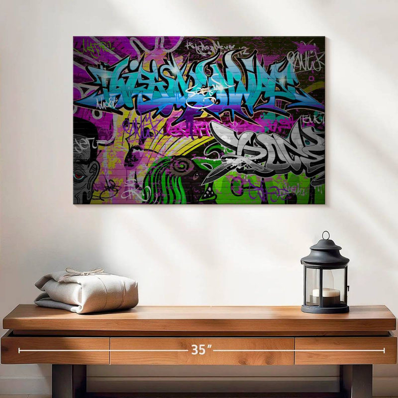 Underground Graffiti On Canvas Print, 16" H x 24" W x 1.25" D