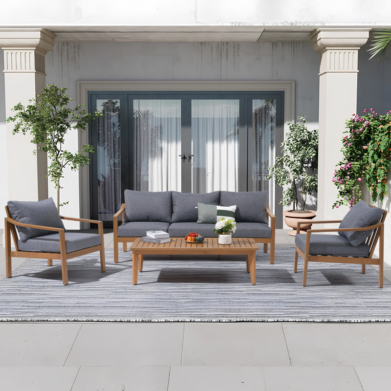 Outdoor Conversation Set with Cushions, Gray