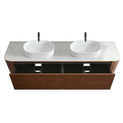 Meuble-lavabo double en céramique