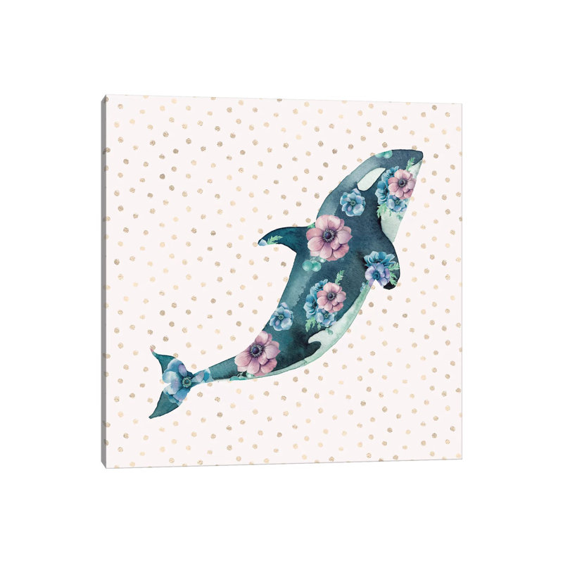 Pink And Blue Whale Ocean Floral by Nature Magick - Wrapped Canvas Print, 45.72 cm H x 45.72 cm W x 1.91 cm D