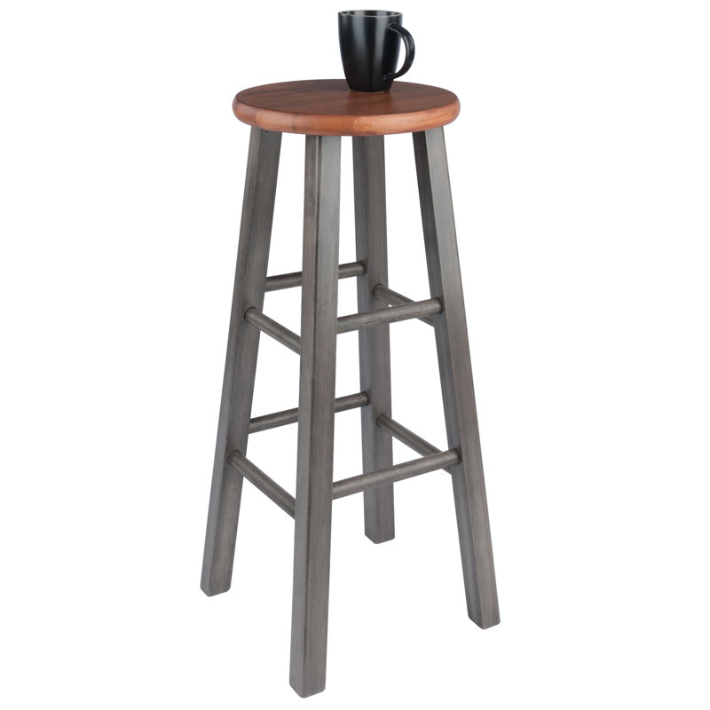 Tabouret de bar Azaya, Tabouret de bar (hauteur de siège de 29,1 po), Teck rustique, 1