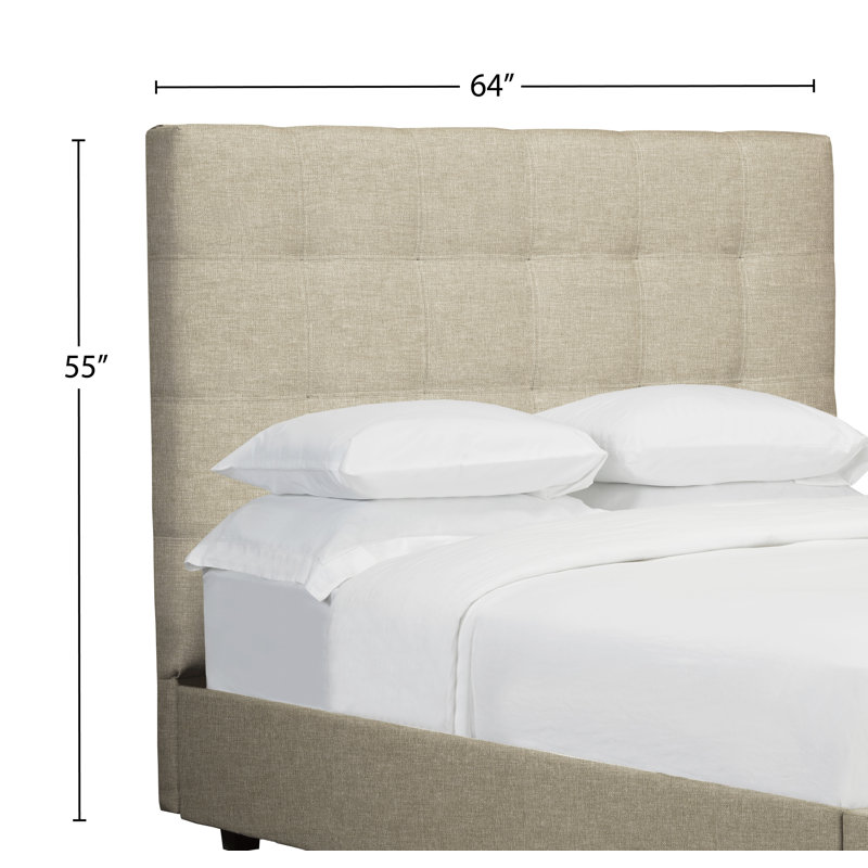 Tête de lit à panneau rembourré Haskins, Lin - Beige, Grand