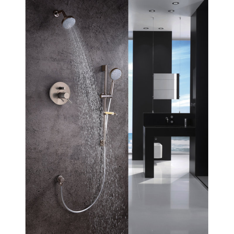 Grand Canyon Series Diverter Complete Shower System with Rough in-Valve, Brushed Nickel