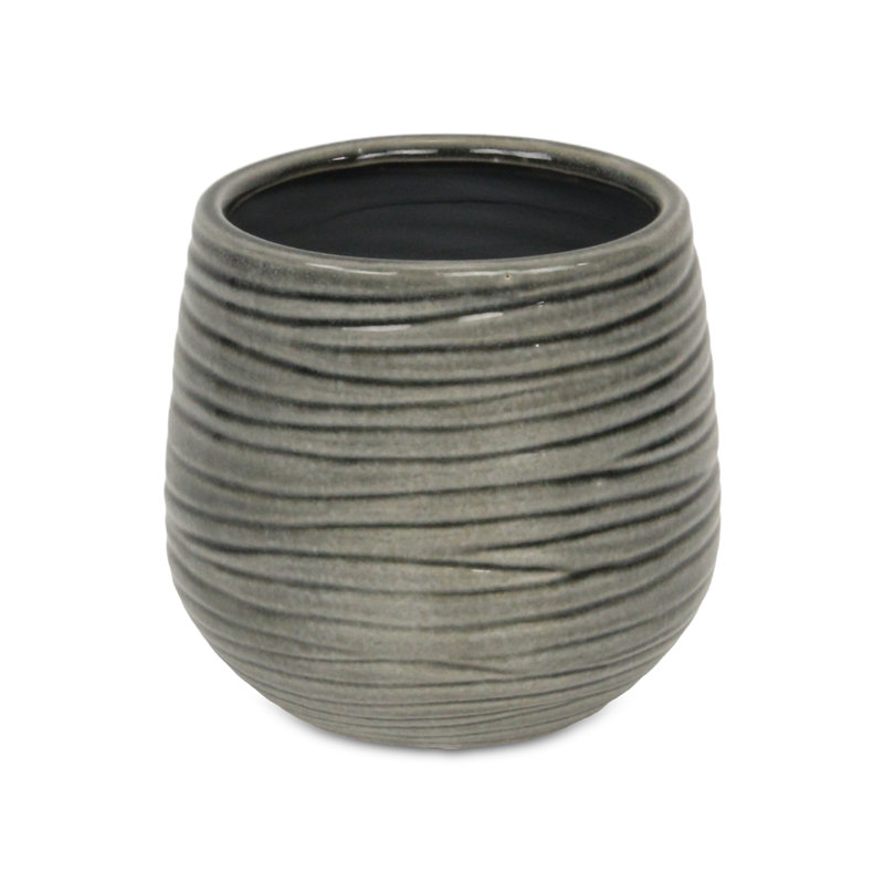 Grazielli Handmade Ceramic Pot Planter, 6.5" H x 6" W x 6" D, Gray