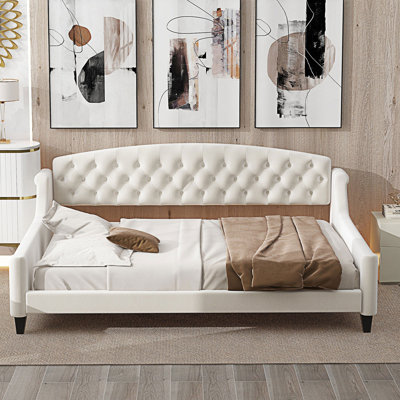 Lit de jour capitonné moderne de luxe de style moderne, lit de jour double