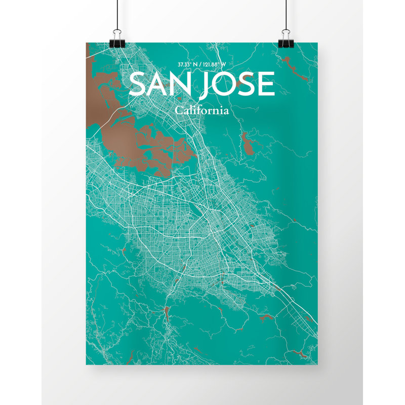 San Jose city map 1 Piece Wall Art, 43.2cm H x 27.9cm W x 0.13cm D