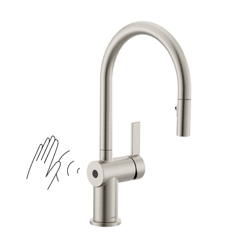 Moen Cia MotionSense Wave Single Handle Pulldown Kitchen Faucet with Power Clean Technology, Silver