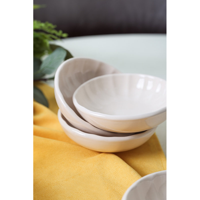 Latitude Run Aravinthan 100% CERAMIC STONEWARE Salad Bowl, Cream