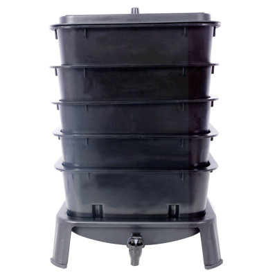 Bac à compost à 5 couches, système de vermicompostage 50 L avec installation facile, plastique noir