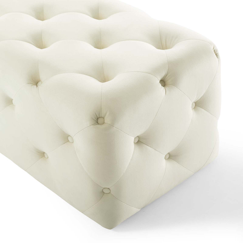 Modway Amour Tufted Button Entryway Bench, Ivory, 16.5" H x 60" W x 19" D