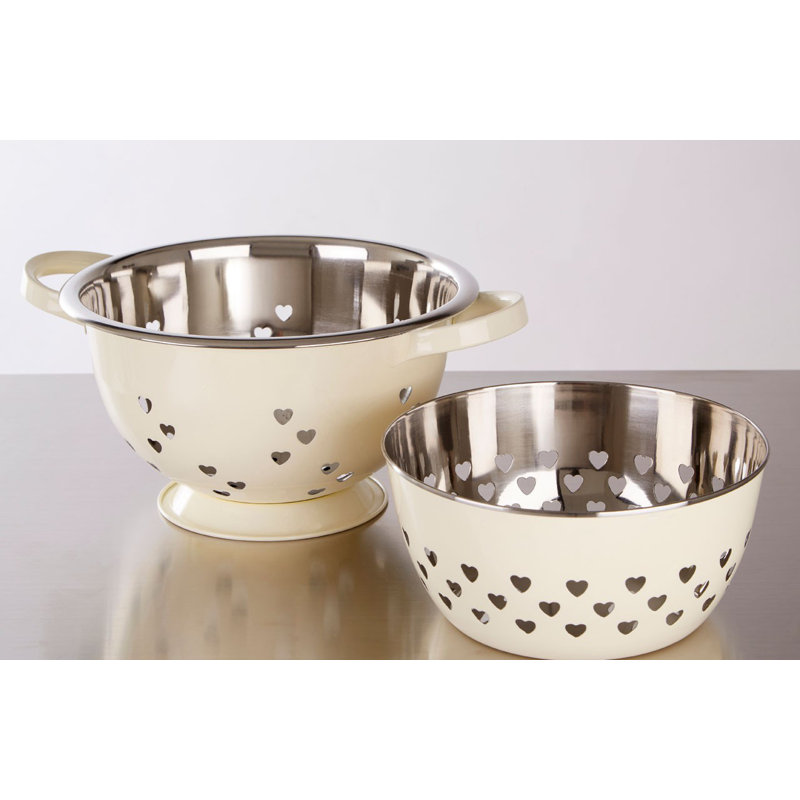 Symple Stuff Stainless Steel Colander, Ivory