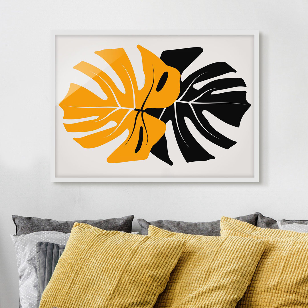 Gerahmtes Poster Monstera Black Yellow