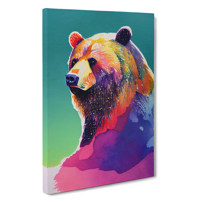 Watercolour Bear - Wrapped Canvas, 50cm H x 35cm W x 3cm D