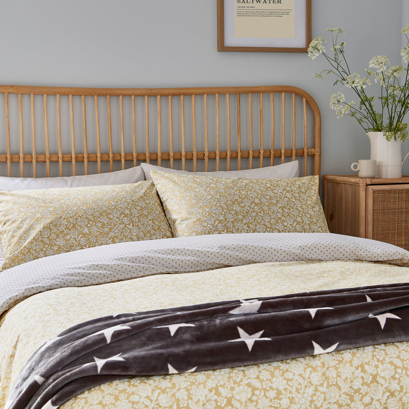 Elmont Cotton Duvet Cover Set, Yellow, Double Duvet Cover + 2 Standard Pillowcases