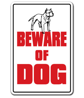 Autocollant «Méfiez-vous des chiens»