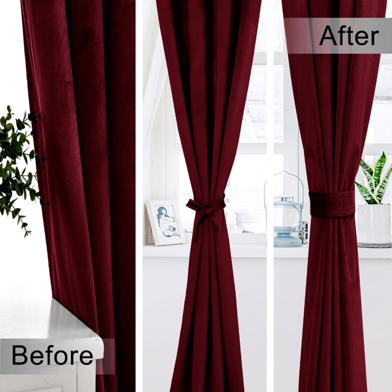 Christmas Curtains for your Home & Office, Burgundy Red, 52'' W x 108'' L