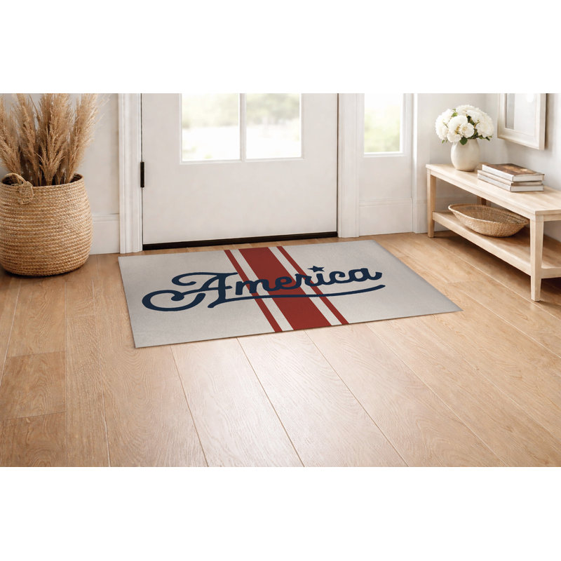 Paillasson America, Ivoire / Rouge, L 48 po x L 72 po