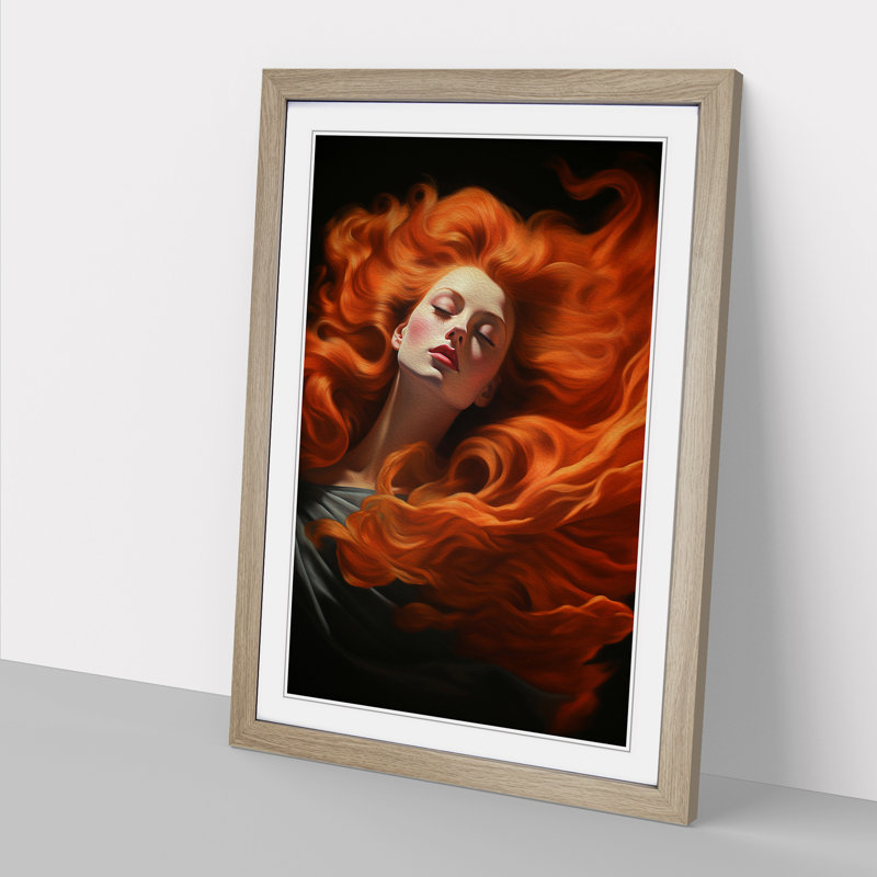 XYZ-FRM-V1223-5431 Red Headed Woman Classicism - Single Picture Frame Print on Wood, Oak, 46cm H x 34cm W x 2cm D