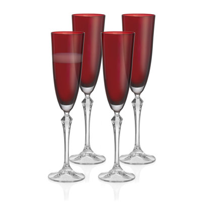 Flûte à champagne Vivid, tige, rubis, 7 oz Ensemble de 4