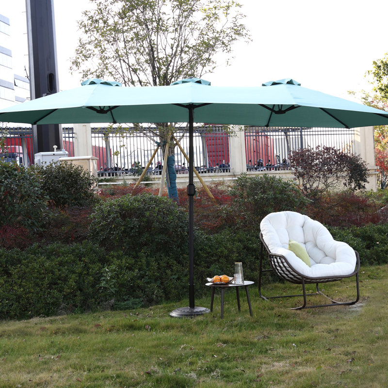 Parasol extérieur 14,8 pi. Grand rectangulaire avec 100%. Ouverture / fermeture sans effort. Convient au grand parasol de jardin, au bord de la piscine ou dans la cour. Manivelle pratique pour fermer et ouvrir. Nice