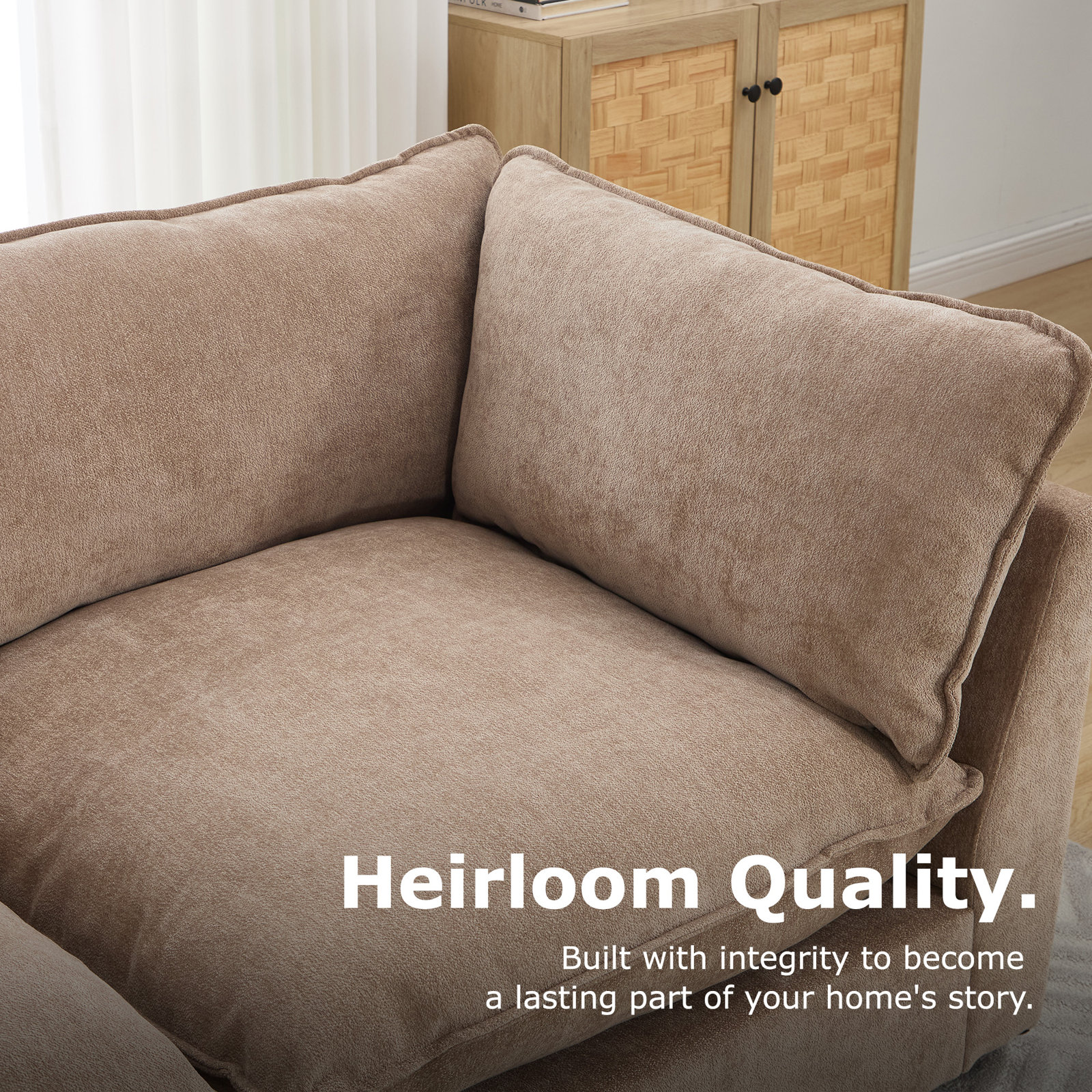 Eagan 106" Modular Sofa, Khaki Chenille